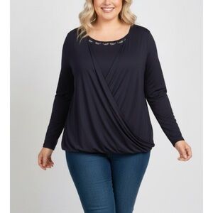 SERENGETI FORMAL PARTY TOP 2X/3X ATTACHED TANK MIDNIGHT BLUE WEDDING RESORT NEW